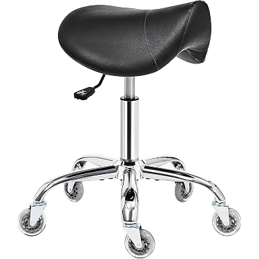 Tabouret De Bureau Pivotant Réglable En Hauteur (43-58 Cm) | Siège Rond Rembourré, Dossier | Roulettes Silencieuses, Base 5 Pieds | Pour Salon, Coiffure, Bureau à Domicile - 9
