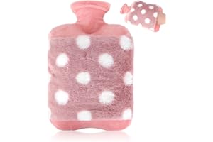 KAEMPE Borsa Acqua Calda, 2L Grande Boule Acqua Calda Ccon Tasca A Marsupio, Gomma Naturale/Peluche Borsa Dell'Acqua Calda (Rosa)