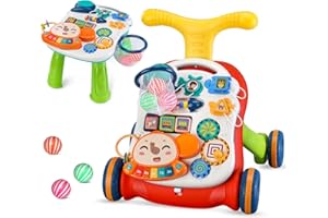 ITSLIFE Girello 2 in 1 per sedersi e stare in piedi per bambini da 6 a 36 mesi, carrello per bambini, centro di attività educativa precoce, piastra di gioco rimovibile, Verde