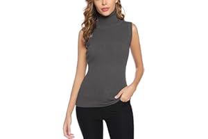 Gyabnw Canotta Top Donna a Collo Alto Senza Maniche in Maglia Lupetto Moda Canottiere Maglione Pullover Gilet Elegante Dolcevita Tinta Unita Termica Caldo Morbido Casual Basic Autunno e Inverno S-XXL