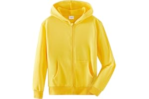 Spring&Gege Boys' Hoodie Sweat Jacket Basic Plain Cotton Hooded Jacket for Children (3-12 Years)