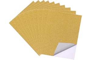 QIKAARA 10 Blatt Golden Glitzerpapier zum Basteln, A4 Selbstklebende Glitzer Papier, Glitzerndes Bastelpapier, Glitterpapier Glitterkarton für DIY Handwerk, Grußkarten, Scrapbooking (21 x 29.7 cm, gold)