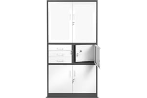 Jan Nowak Armadio da Ufficio C018S II Armadietto Archivio in Metallo con cassaforte 3 cassetti vano segreto Verniciato a polvere Chiudibile 185 cm x 90 cm x 40 cm (Antracite-Bianco)