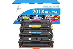 TRUE IMAGE Compatible pour HP 201X 201A Cartouche de CF400X CF400A Toner Color Laserjet Pro MFP M277dw M252dw M277n M252n M274n M277c6 M277 M252 (Noir,Cyan,Jaune,Magenta,Pack de 4)