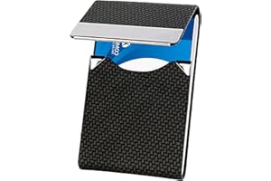 VIPITH Business Card Holders, Professional PU Leather Stainless Steel Business Name Card Case Metal RFID Blocking Name Card Case with Magnetic Clasp, Stocking Fillers Gifts for Men & Women