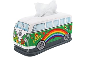 BRISA BUNE203 VW Collection – Volkswagen neoprenowy dozownik serwetek, papierowych chusteczek do łazienki, wzór T1 Bulli Bus (Peace/Green)