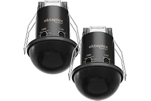 Oktaplex Kim uppsättning av 2 inbyggda rörelsedetektor tak IP54 360° PIR-sensor 8 m räckvidd taksensor badrum PIR-sensor svar