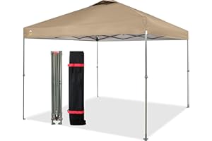 Crown Shades Beige Gazebo 3m x 3m Heavy Duty Pop Up Gazebo Waterproof Shelter Height Adjustable Folding Camping Gazebo for Garden and Beach with Carry Bag​