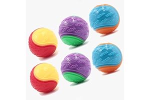 Sricam 6Pcs Squeaky Dog Ball, Dog Toys Teeth Cleaning Puppy Chew Toys Pet Training Balls Interactive Dog Ball for playing, Training, Interacting (Red Yellow, Green Purple, Blue Orange)