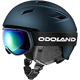 Odoland Kit di Casco Sci con Maschera Sci, Casco Snowboard per Uomo Donna Adolescenti, Casco Ski Regolabile e Occhiali Sci UV