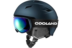 Odoland Kit casco da sci con occhiali da sci, casco da snowboard per uomini donne adolescenti bambini, casco da sci regolabile e occhiali da sci UV400