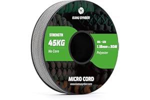 Kamu Synber Micro Cord 1.18mm Paracord Braided Rope 30m Spool for Bracelet, Crafting, Jewelry Making, Key Chains | Support 45kg | Grey