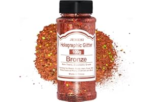 JEMESI Holographic Chunky Glitter Bronce 100 g Chunky Glitter Glitter Craft Glitter para resina, cara, uñas, cuerpo, artesanía, festival final, fiesta, polvo brillante para uñas
