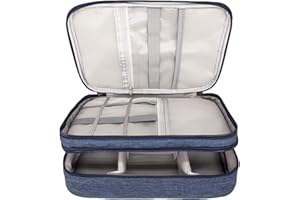 Ruyosn Kabel Organizer Tasche Wasserdicht Kabeltasche Groß Festplattentasche Elektronische Tasche Doppelschicht Elektro Organizer Cable Bag Elektronik Zubehör Organisator Kabel Power Bank Blau