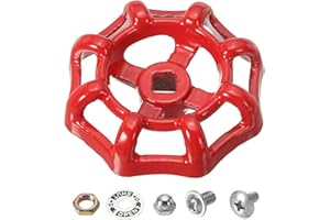 PATIKIL Außenwasserhahn Griff mit quadratischem Stielloch 6x6mm, Griff aus Gusseisen für runde Wasserhähne, Ersatzgriff für Wasserhahn mit Schrauben und Abstandshalter, rot