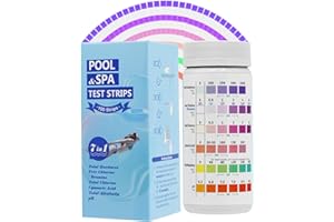 COZII 7-in-1 Pool Teststreifen | Pooltester für pH, freies Chlor, Gesamthärte, Brom, Gesamtchlor, Cyanursäure, Gesamtalkalität | Teststreifen Whirlpool & Spa | Wassertester Set Für Schwimmbad