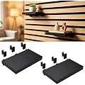 Lot de 2 Noir Étagère pour Panneaux Acoustiques Sans Perçage, Accessoires Panneaux Acoustiques, Étagère Flottante pour Salon, Plantes et Déco, Chambre à Coucher, Bureau (15 X 8,5 Cm)