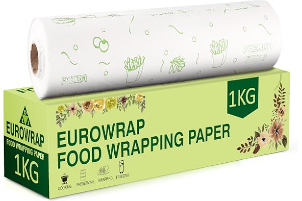 Eurowrap Food Wrapping Paper Roll 1 Kg, Premium Butter Paper for Roti, Fresh Food Grade Wrap for Baking, Packing and Serving, Multipurpose Parchment Paper, Home and Kitchen Essentials