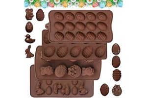 QUNKUN 4 Pezzi Stampi per Cioccolatini in Silicone di Pasqua, Stampi in Silicone per Cioccolatini, 3D Stampi di Silicone Pasquali, Stampi per Cioccolato per Biscotti,Cioccolato,Torte, Dolci