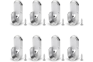Doafoce Juego de 8 soportes de barra de armario con tornillos, soportes de barra de armario, soporte de extremo de barra de armario para soporte de armario, barra de cortina Showe