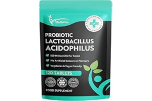 MULTIVITA Acidophilus Lactobacillus Probiotic - 120 x 550 Million CFU Tablets - Supports Healthy Gut Microbiome & Digestion System - Reduce Bloating - Probiotic Supplements for Men & Women - Vegan and GMO Free