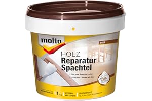 Molto Holz Reparatur Spachtel, Zur Reparatur größerer Risse und Löcher in Holz, Grau-Weiß, 1 kg