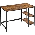 VASAGLE Bureau avec Étagères Réversible à Gauche ou à Droite, Longueur 137,2 cm, Table d'Ordinateur, pour Bureau à Domicile, Montage Facile, Marron Rustique et Noir LWD049B01