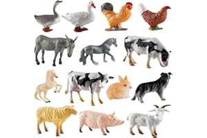 AELMIYW 14Pcs Farm Animal Figures Toys, Kids Farm Animals Toys, Mini Plastic Farm Animals Figures for Party, Educational Playset