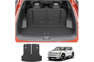 Thinzyou Cargo Mat Compatible with 2024 2025 2026 Kia EV9 Trunk Mat Cargo Liner TPE All Weather Back Seat Cover Protector 3rd Row Trunk Liner 2024 Accessories (6&7 Seats, Trunk Mat with Backrest Mats)