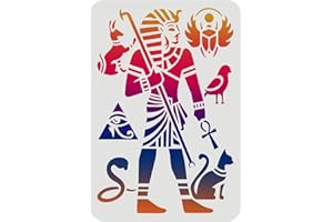 FINGERINSPIRE Plantilla egipcia de 29,7x21cm con diseño de cobras y gatos diseño de ojo egipcio lavable para pinturas egipcias recortes egipcios pintura dibujo en pared de suelo de madera