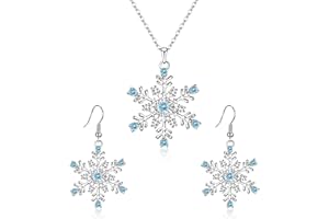Ever Faith Winter Snowflake Necklace Earrings Set, Rhinestone Crystal Snowflake Jewelry Set Gift for Holiday
