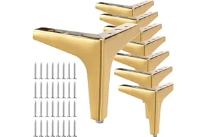 LOLYSIC 8 Pcs Metal Furniture Legs, 13cm / 5” Heavy Duty Sofa Legs, Gold Metal Legs for Furniture, Triangle DIY Cabinet Legs Sofa Table Feet, Include Mounting Screws