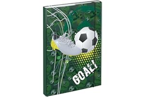 BAAGL Folder Box for School Bag A4 – Portfolio Folder for Children with Elastic Strap and Inner Flaps – Book Folder, Collector's Box with Elastic Strap for Boys (Football Goal)