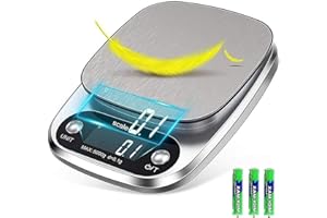 Mobxpar Digitale Küchenwaage Digitalwaage Professionelle Elektronische Waage Küchen Edelstahl Präzision auf bis zu 0,1g (5kg Maximalgewicht), Lebensmittelwaage Präzisionswaage mit Tara Funktion