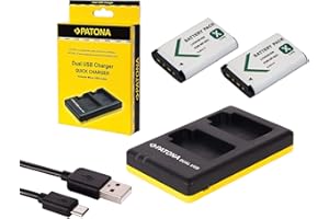 PABUTEL-BUNDLE 3in1-SET Ladegerät + 2 Akkus für die Sony RX100 I II III IV V VI Digitalkamera - kompatibel mit Sony Akku NP-BX1 - Dual Ladegerät (lädt 2 Akkus gleichzeitig)