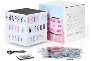 SHYOSUCCE Cube LED Lightbox mit 16 Farbwechsel, 4 Blitzmodi, 262 Buchstaben,85 Emojis, Symbolen Ä Ö Ü ß, Batterie und USB Betrieben, A4 Leuchtkasten für Hochzeiten Geburtstagsfeie Party KTV Bar