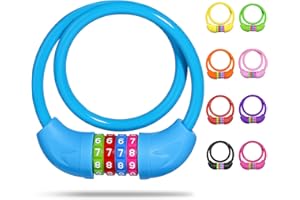 SPGOOD Fahrradschloss mit Zahlen für Kinder(10 x 650MM),Anti-Diebstahl Kabelschloss Code Kombination,Fahrrad Zahlenschloss für Mädchen Jungen,Fahrrad Zubehör Kinder Fahrrad Schloss (Blau)