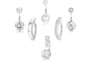 Piercing Nombril 14G En Acier Chirurgical - Lot De 2 Avec Strass, Bijou Corps Pour Femme - 5