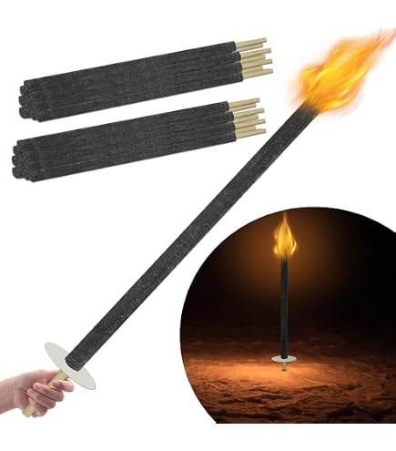 50 Fiaccole In Cera Lospitch Da 100 Minuti – Torce Per Esterni Con Manico In Legno, Fumo Ridotto, Resistenti Al Vento, Ideali Per Feste In Giardino E Passeggiate Notturne - 2