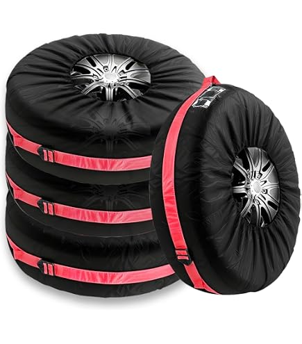 Lot De 4 Housses De Rangement Pour Pneus 18" à 22" | Diamètre Max 80 Cm | Polyester Imperméable | Avec Poignée Et étiquettes