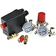 The Lord of the Tools Air Compressor Pressure Switch 175 PSI 12 Bar Single Phase Pressure Control Switch with Air Regulator & Gauge & Safety Valve