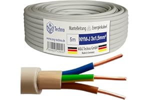 M&G Techno 5m NYM-J 3x1,5 mm² Mantelleitung Feuchtraumkabel Elektrokabel Kupfer Made in Germany