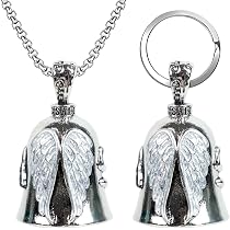 2 Cloches De Gardien Moto Acier Titane - Chaîne Incluse - Porte-bonheur Biker