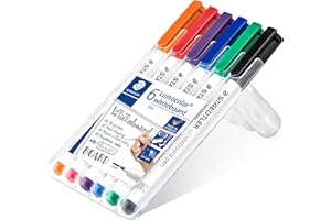 ‎STAEDTLER STAEDTLER Whiteboard Marker Set Lumocolor – Rückstandsfrei abwischbare Stifte für Whiteboards – Geruchsarme, schnelltrocknende Whiteboard-Stifte – Marker mit 1 mm Strichstärke in 6 Farben