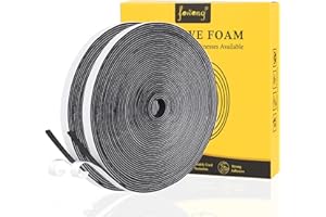 fowong Joint Fenêtre Isolation - Joint Porte d'Entrée en Mousse Caoutchouc Adhésif 6mm x 1.5mm x 20m - Anti-Bruit, Anti-Froid, Anti-Glisse - Pour Portes et Fenêtres - Noir