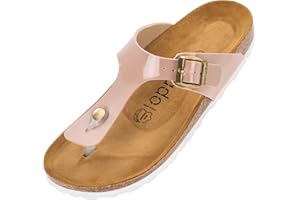 Palado Pantoletten Damen Kos - elegante Zehentrenner Made in Spain - bequeme Sandalen mit Kork-Fußbett - modische Sommerschuhe