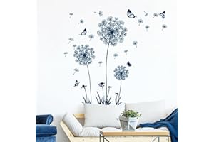 Tanlaby Diente de León Azul Mariposas Pegatinas de Pared Vinilo Decorativo Reutilizable para Dormitorio Salón TV Sofá Pared Oficina