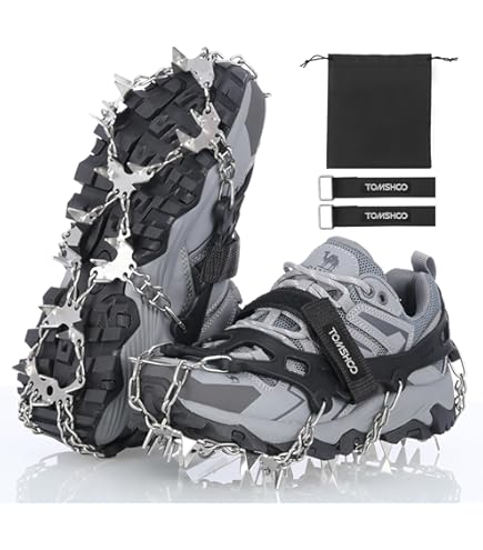 Piscorush Ramponi Ghiaccio 24 Punte Acciaio - Grip Neve E Ghiaccio Per Trekking, Pesca, Alpinismo - Uomo Donna Bambino