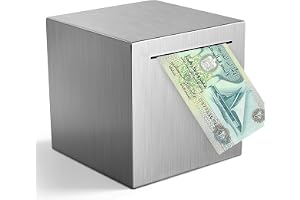 Piggy Bank for Adults Must Break to Open, Stainless Steel Metal Money Savings Box for Cash Coin (4.72 inch) Silver