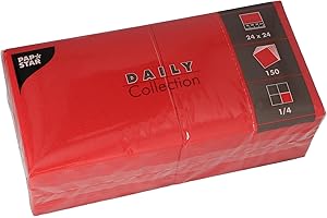 ‎PAPSTAR PAPSTAR, 150 Servietten "DAILY Collection" 1/4-Falz 24 cm x 24 cm rot